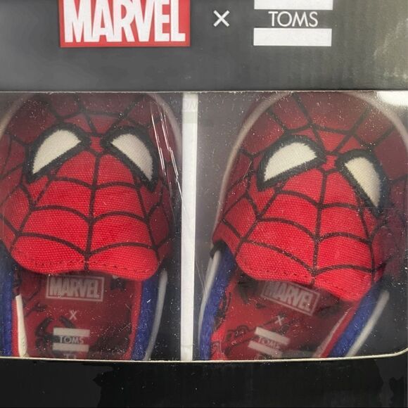 Toms x Marvel Spiderman Face Print Tiny Lima Toddlers Slip On size 2T - Picture 2 of 6